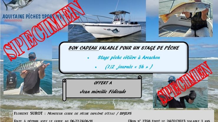 Bon cadeau pêche en mer Arcachon / Cap ferret